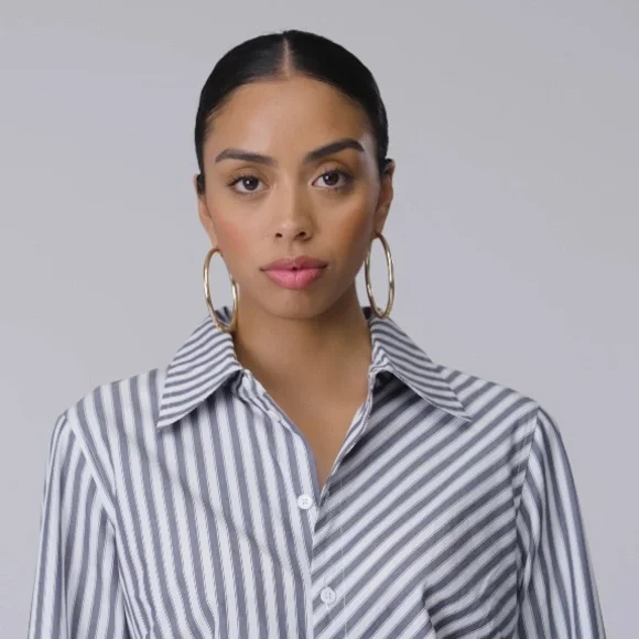 KBB KAHLANA Target‎ S Small Long Sleeve The Draped Shirtdress Blue Striped Dress - Picture 11 of 12